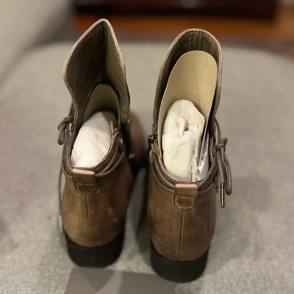Antelope Taupe Leather Hi Front Tied Ankle Boots - Picture 7 of 13